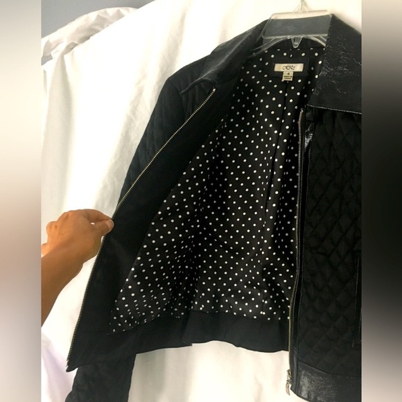 Cache black quilted and leather jacket. Beautiful lightweight coat for fall. - Picture 3 of 7